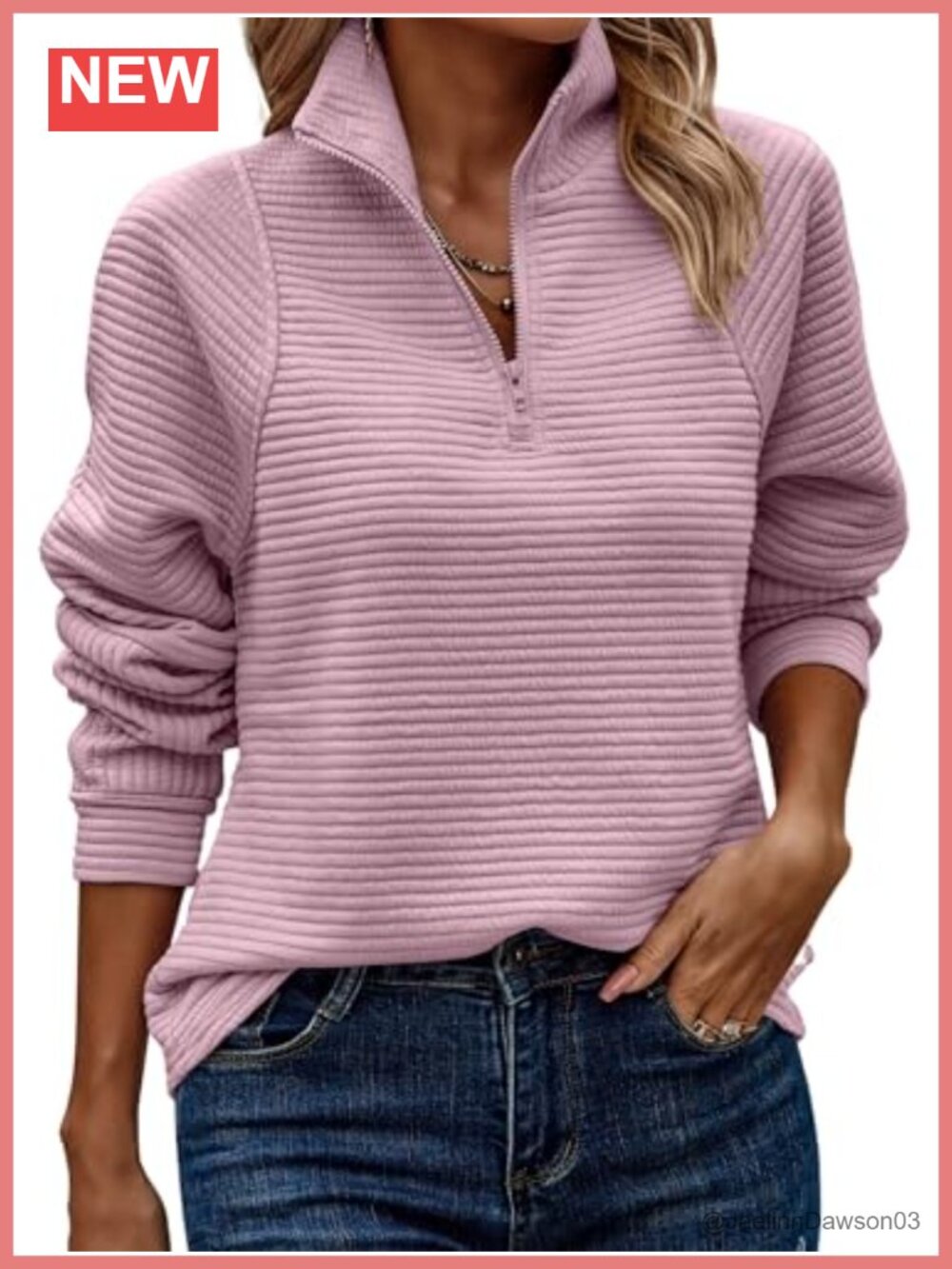 Quarter Zip Textured Pullover Tunic Top Oversized Sweatshirt